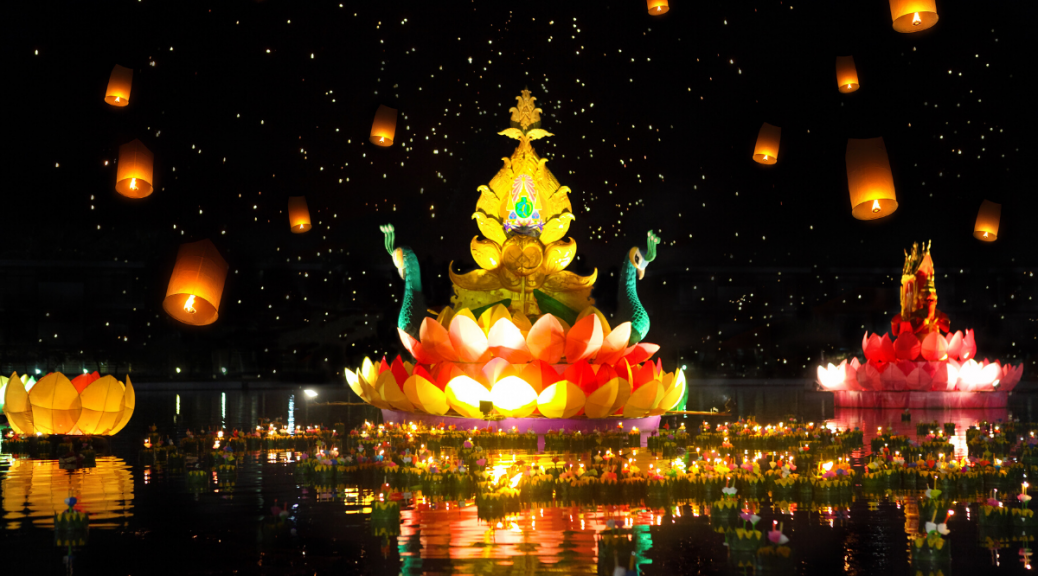 Loi Krathong lantern festival - Krabi Island Thailand